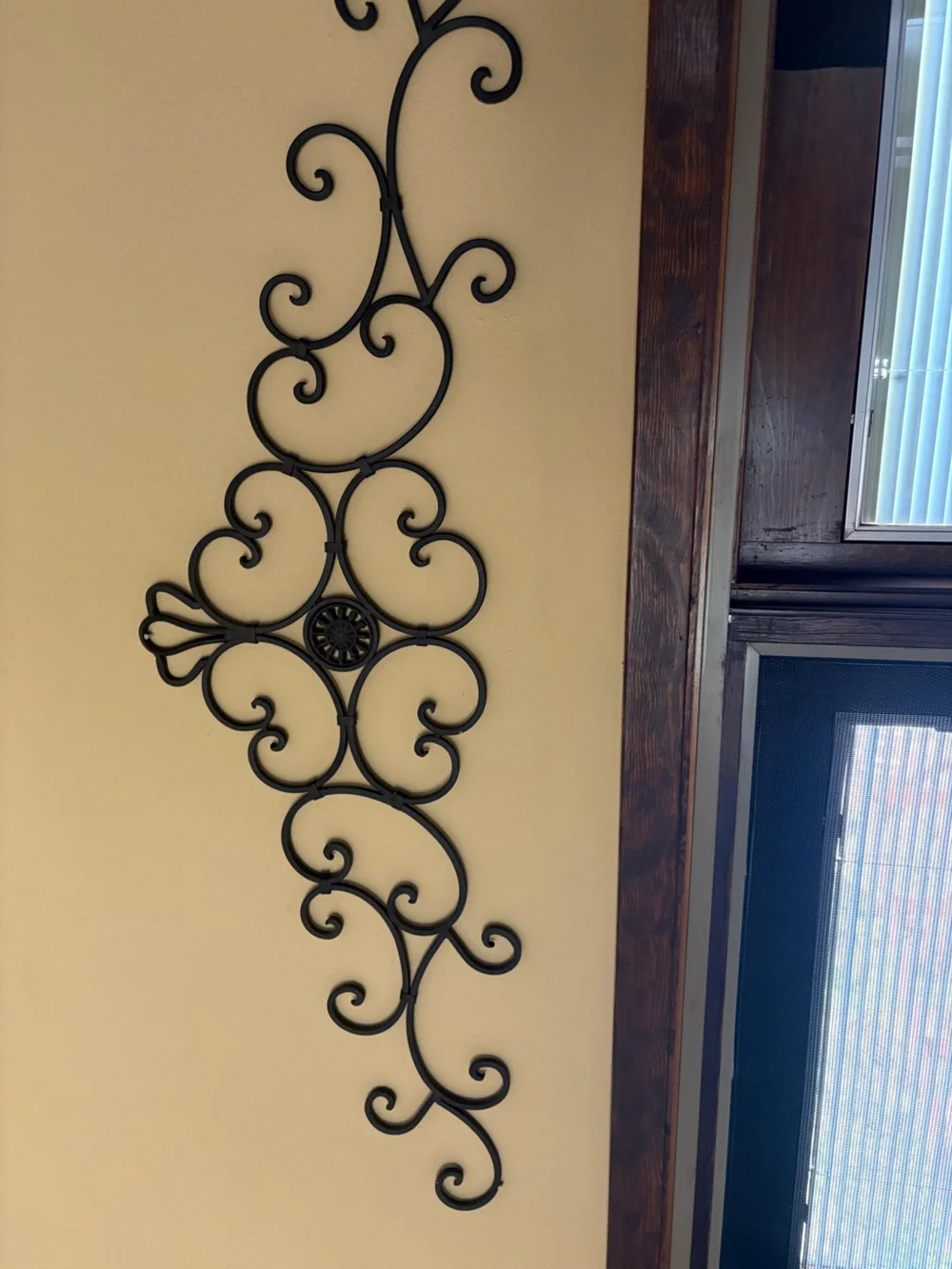 Brown Decorative Scroll Wall Accent - Elegant Metal Wall Decor